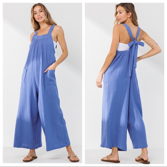 39 Angela Solid Fabulous Wide Leg Jumpsuit - Picture 4 of 4